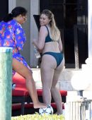 Iskra Lawrence in Green Bikini at a Pool in Miami