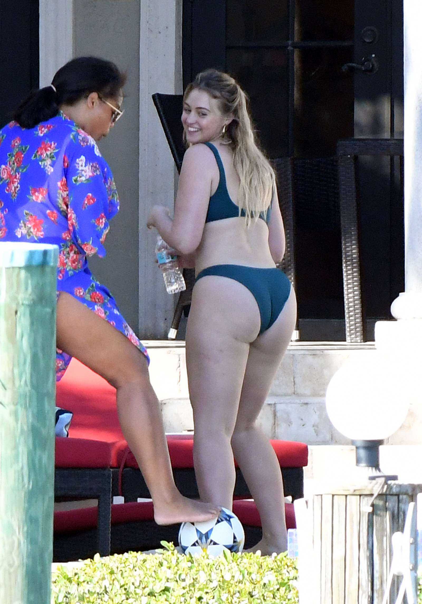 Iskra Lawrence in Green Bikini at a Pool in Miami