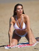 Jennifer Thompson in White Bikini at the Beach in Alicante