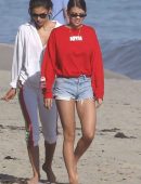 Sofia Richie in Shorts on the Beach in Malibu