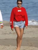 Sofia Richie in Shorts on the Beach in Malibu