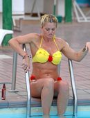 Danniella Westbrook in Bikini at a Pool in Spain