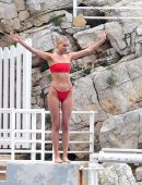 Elsa Hosk Booty in Red Bikini in Antibes