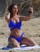 Jenny Thompson in Blue Bikini at a Beach in Costa Del Sol