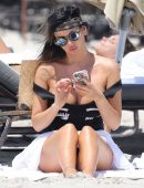 Karina Jelinek in Black Swimsuit at Miami Beach
