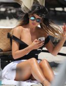 Karina Jelinek in Black Swimsuit at Miami Beach