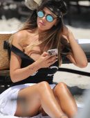 Karina Jelinek in Black Swimsuit at Miami Beach