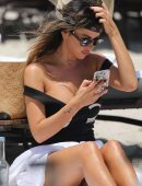 Karina Jelinek in Black Swimsuit at Miami Beach