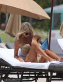 Melissa Castagnoli in Beige Bikini Resting at the Beach in Miami