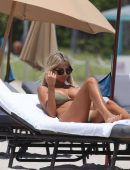 Melissa Castagnoli in Beige Bikini Resting at the Beach in Miami