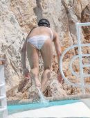Michelle Rodriguez Swimming at Eden Roc Hotel in Antibes