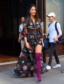 Olivia Munn in Floral Dress Out in NYC