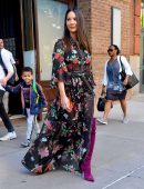 Olivia Munn in Floral Dress Out in NYC
