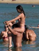 Amy Jackson in Bikini at the Beach in Mykonos
