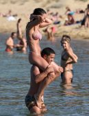 Amy Jackson in Bikini at the Beach in Mykonos