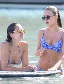 Amy Jackson and Kimberley Garner in Bikini at the Beach in Mykonos, Greece