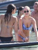 Amy Jackson and Kimberley Garner in Bikini at the Beach in Mykonos, Greece
