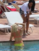Ashley James in Bikini at a Pool in Ibiza