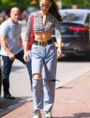 Bella Hadid Underboobs at Bar Pitti in NYC