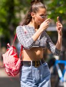 Bella Hadid Underboobs at Bar Pitti in NYC
