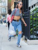 Bella Hadid Underboobs at Bar Pitti in NYC