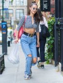 Bella Hadid Underboobs at Bar Pitti in NYC