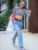 Bella Hadid Underboobs at Bar Pitti in NYC