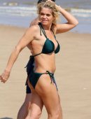 Danniella Westbrook in Green Bikini at the Beach in Frinton-on-Sea