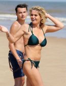Danniella Westbrook in Green Bikini at the Beach in Frinton-on-Sea