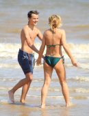 Danniella Westbrook in Green Bikini at the Beach in Frinton-on-Sea