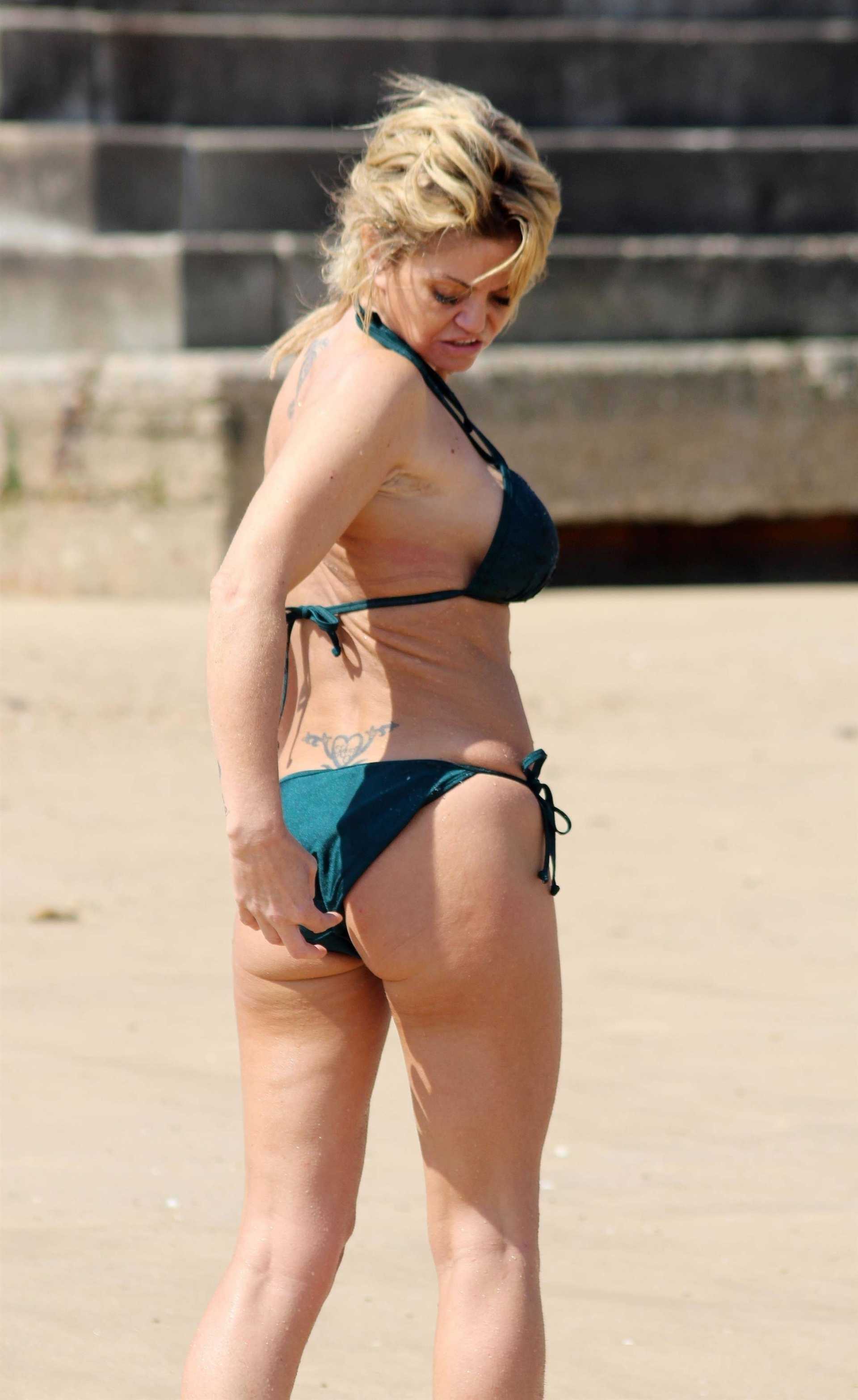 Danniella Westbrook in Green Bikini at the Beach in Frinton-on-Sea