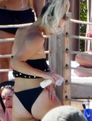 Ferne McCann in Black Bikini at Nao Pool Club in Marbella