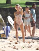 Hailey Baldwin at a Beach in Hawaii for Photoshoot