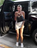 Hailey Baldwin Upskirt Candids in Miami