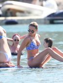 Kimberley Garner in Printed Bikini at the Beach in Mykonos