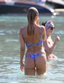Kimberley Garner in Printed Bikini at the Beach in Mykonos
