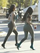 Kylie Jenner and Kim Kardashian Booty, Photoshoot Candids in Calabasas