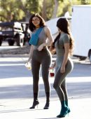 Kylie Jenner and Kim Kardashian Booty, Photoshoot Candids in Calabasas