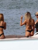 Marissa Everhart in Black Swimsuit on a Yacht in Miami
