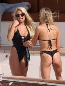 Marissa Everhart in Black Swimsuit on a Yacht in Miami