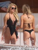 Marissa Everhart in Black Swimsuit on a Yacht in Miami