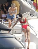 Olivia Culpo Booty in Red Bikini on a Yacht in Formentera