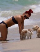 Sharna Burgess in Black Bikini at the Beach in Miami