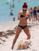 Sharna Burgess in Black Bikini at the Beach in Miami
