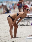 Sharna Burgess in Black Bikini at the Beach in Miami
