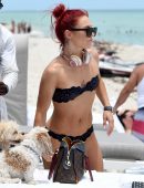 Sharna Burgess in Black Bikini at the Beach in Miami