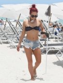 Sharna Burgess in Black Bikini at the Beach in Miami