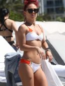 Sharna Burgess in a Bikini Top at the Beach in Miami