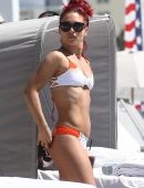 Sharna Burgess in a Bikini Top at the Beach in Miami