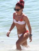Sharna Burgess in a Bikini Top at the Beach in Miami